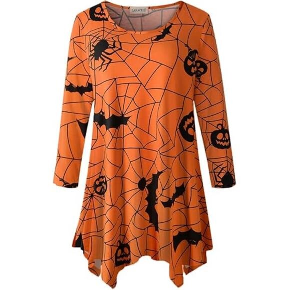 Plus-size women's tunic tops with 3/4 sleeves, designed for a loose fit - Picture 6 of 6